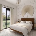 Kamar tidur minimalis dengan dekorasi netral dan cahaya alami