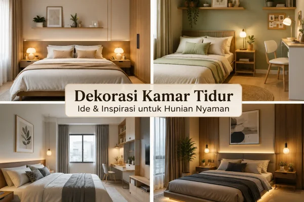 Kamar tidur minimalis dengan dekorasi hangat dan furnitur kayu